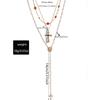 Imitation pearl cross necklace stacked accessories women's niche high-end tassel diamond necklace