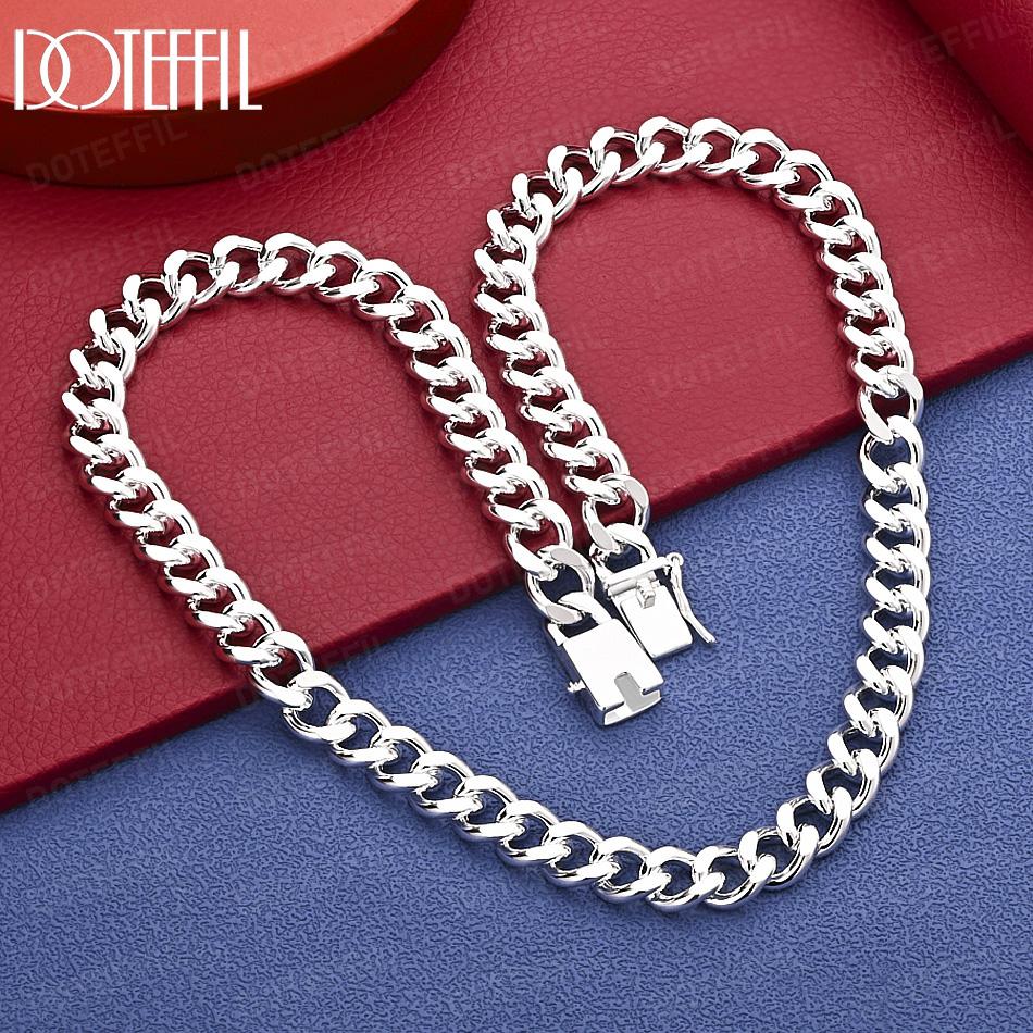 925 Sterling Silver Wedding Jewelry 10mm Side Chain 20-24 Inch Charm Necklace