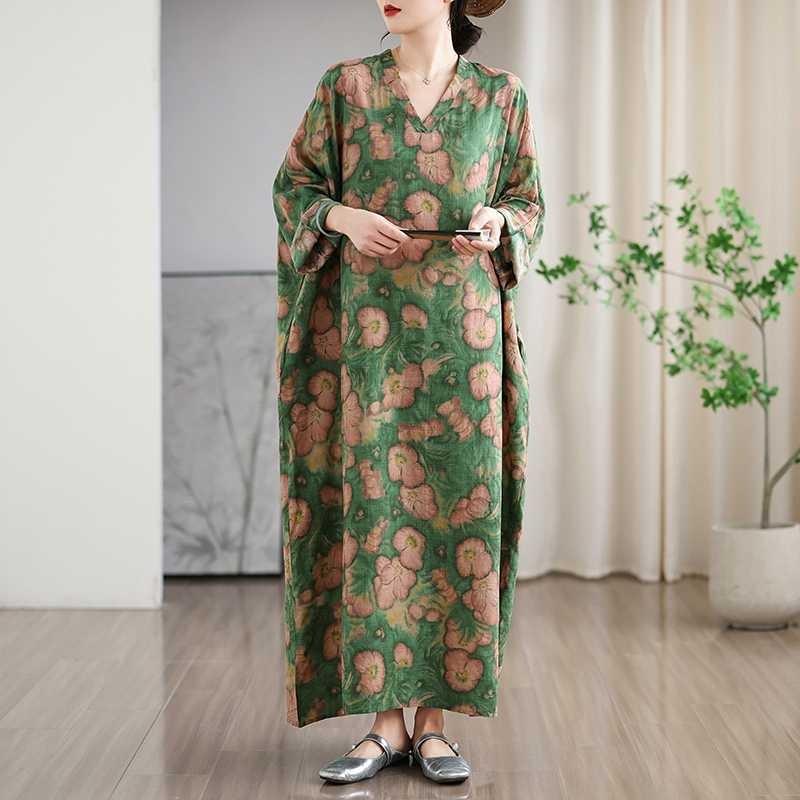 New Floral Vacation Style Travel V-Neck Vintage Dresses