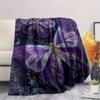 Purple Flower Butterfly  Print Flannel Blanket, High quality Comfortable for All Seasons, Home Decor, Warmth and Comfort