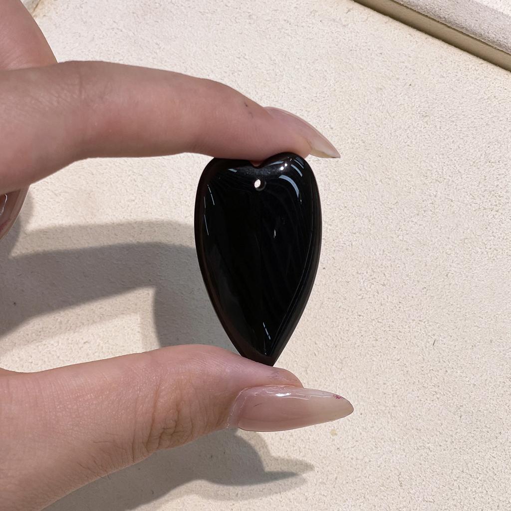 1Pc Natural Stone Elongated Heart Pendant 24×40mm Single Hole Gemstone Charm For DIY Necklace Jewelry Making