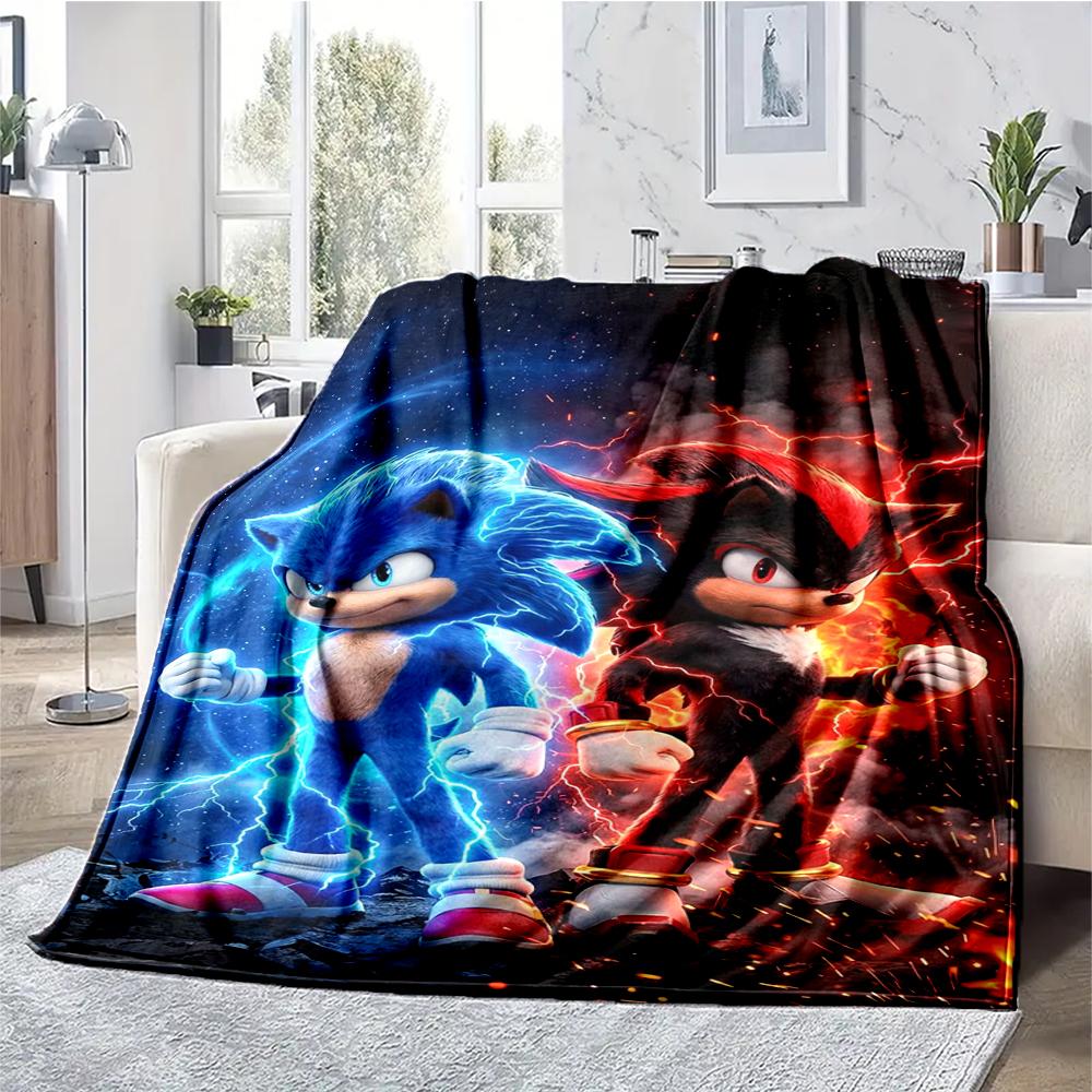 Sonic Theme Printed Blanket - Perfect for Couch, Bed, Travel & Outdoor Use | Machine Washable, Cozy & Durable.