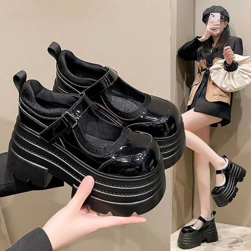 Platform Loafers Women's British Style Spring 2025 New Models with a Height Increase of 10cm Small Harajuku Muffin Single Shoes