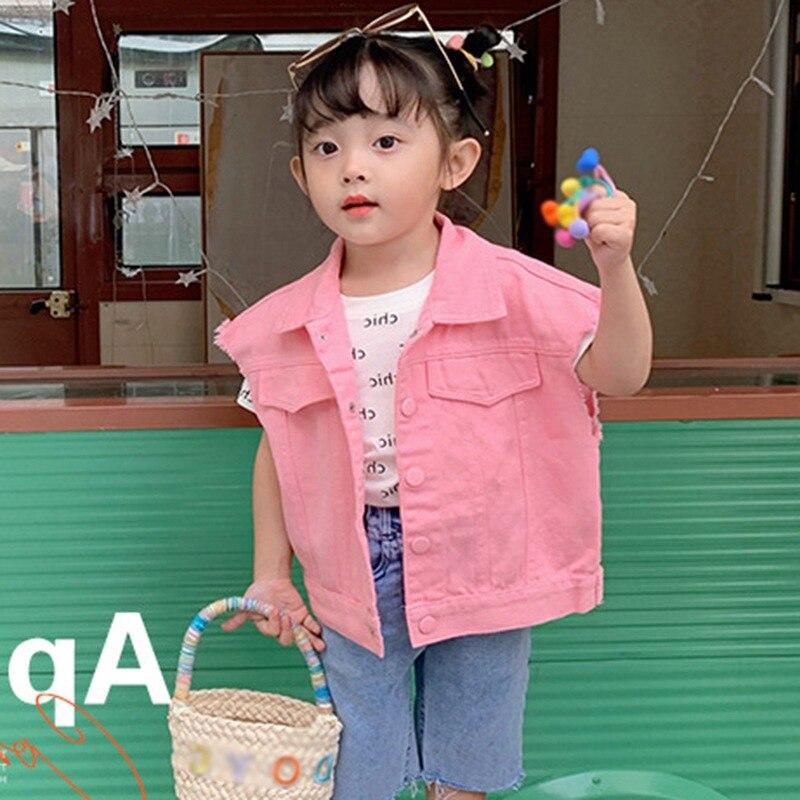 

Джинсовый жилет для девочек Яркий цвет Жилет