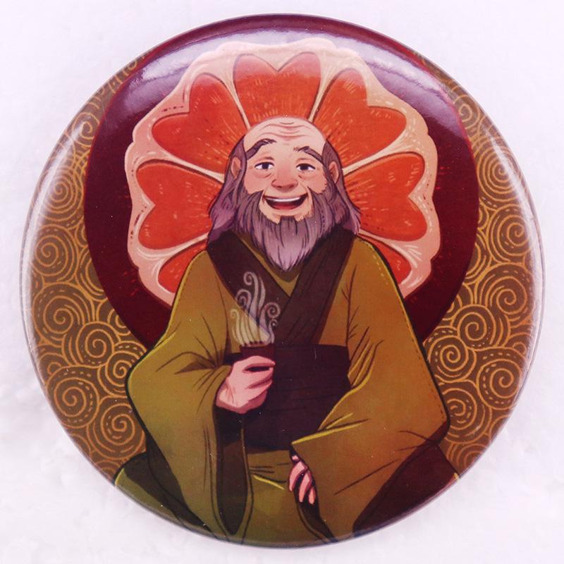 Uncle Ai Luo Tea Pin Tinplate Badge Brooch