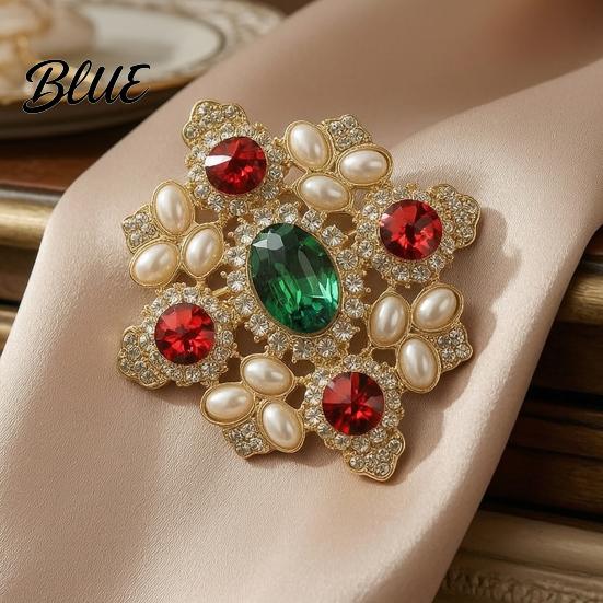 Coat Brooch Accessory Dazzling High-Saturation Imitation Gemstones Faux Pearls Inlaid