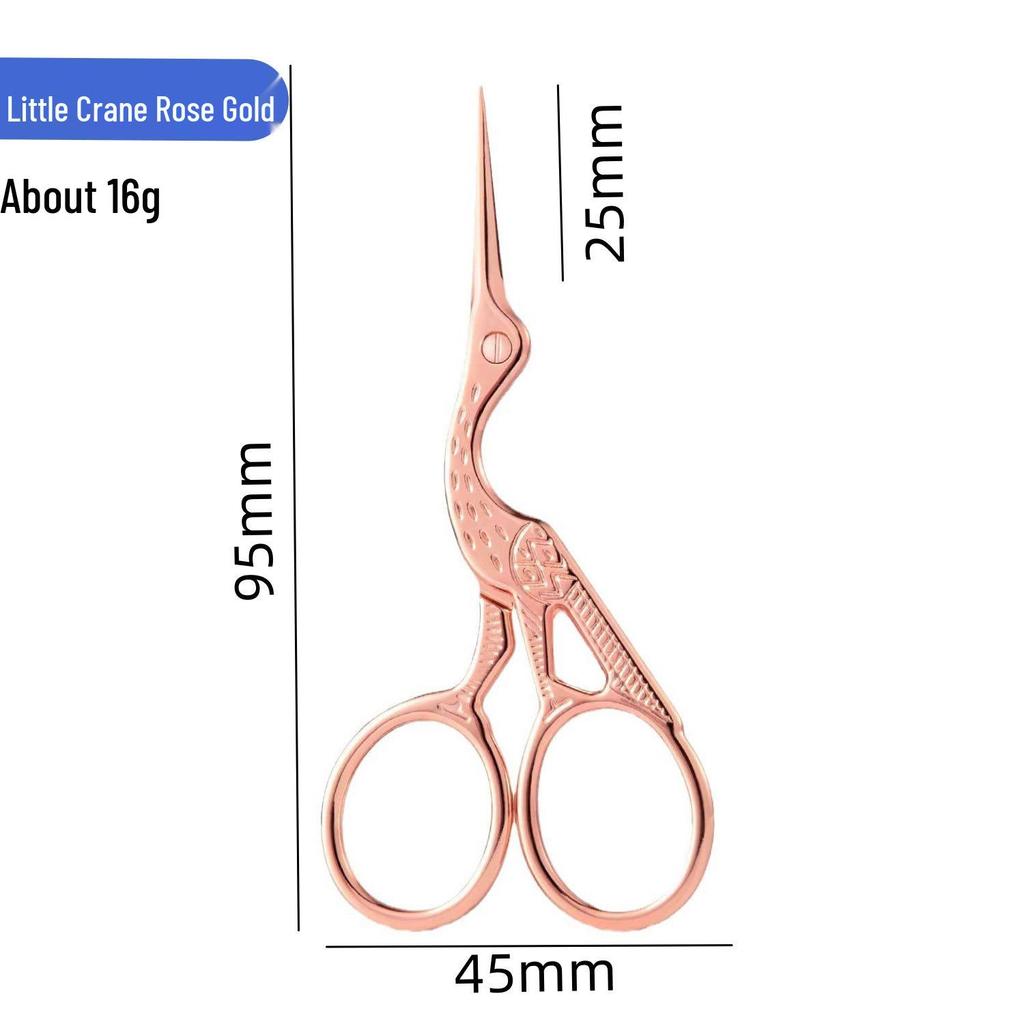Creative Gold Crane Retro Titanium Thread Scissors for Cross Stitch and Tea Art