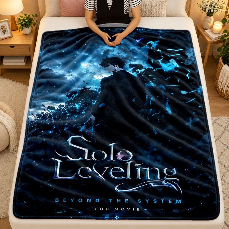 Flannel BlanketSolo Leveling Warm Soft Throw Blanket for Indoor Sofa Bed Living Room Use