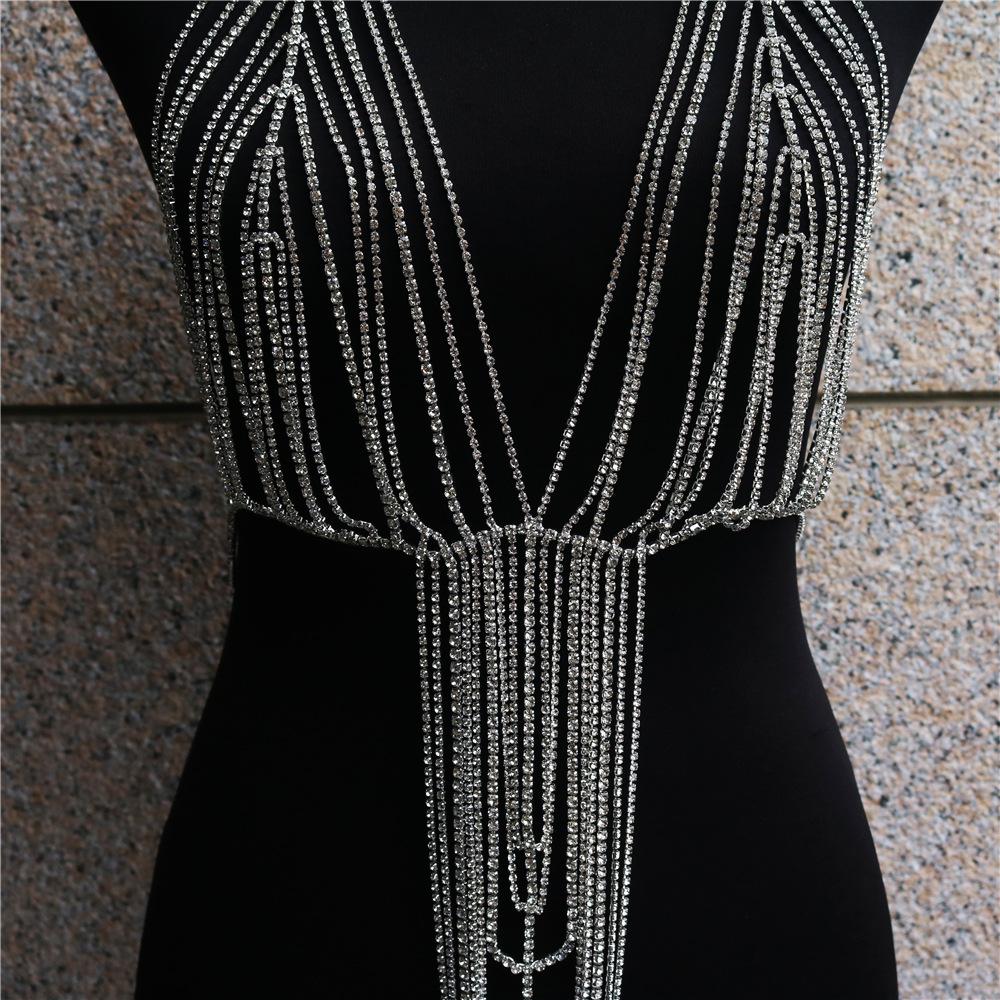 New Fashion Rhinestone Multi-Layer Fringed Onesie Exaggerated Luxury Body Chain Luxury Bra Chain