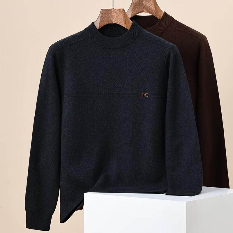 Hengyuanxiang Men's 100% Pure Wool Thickened Pullover Sweater