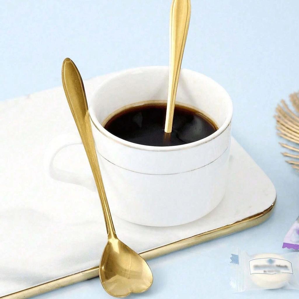 8/16 Stück Edelstahl Herzform Kaffeelöffel Gold Schaufel für Dessert Teezubehör Küchengeschirr Dekoration Geschenkset