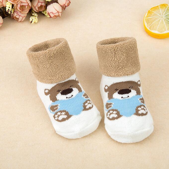 21 Color Baby Socks Boy Girl Winter Cute Bear Puppy Newborn Kids Children Infant Toddler Terry Warm Slipper Striped Star Dot