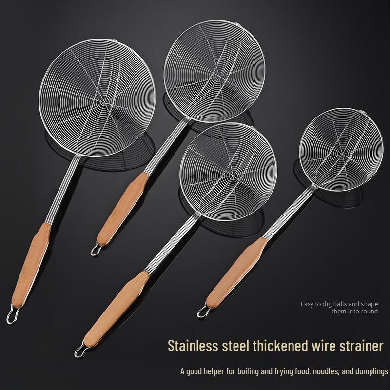 Edelstahl-Netzsieb mit Holzgriff