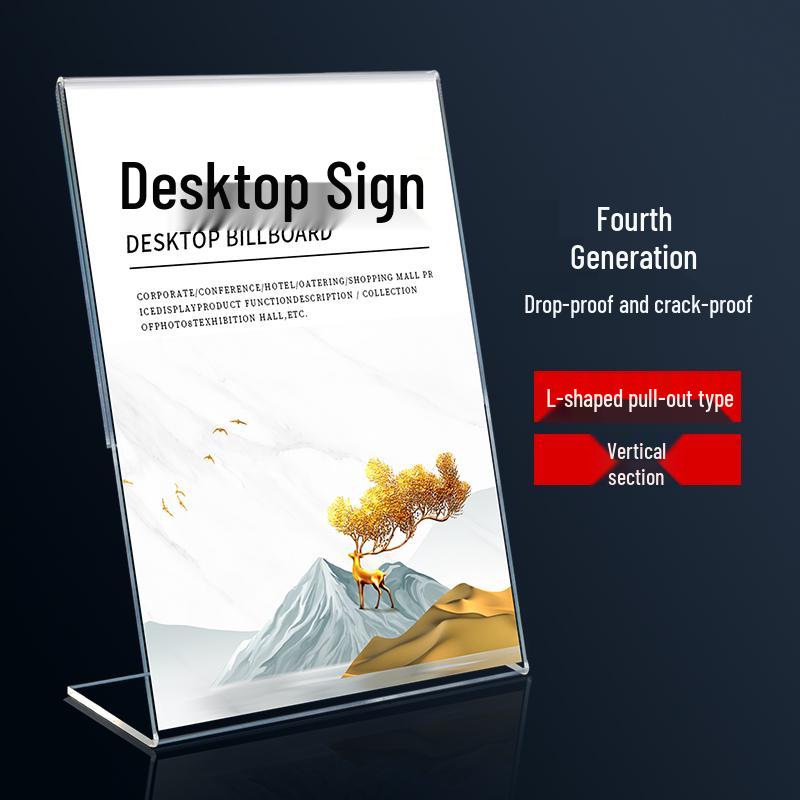 Acrylic L-Shaped Menu & Price Display Stand, A4/A5 Table Sign Holder