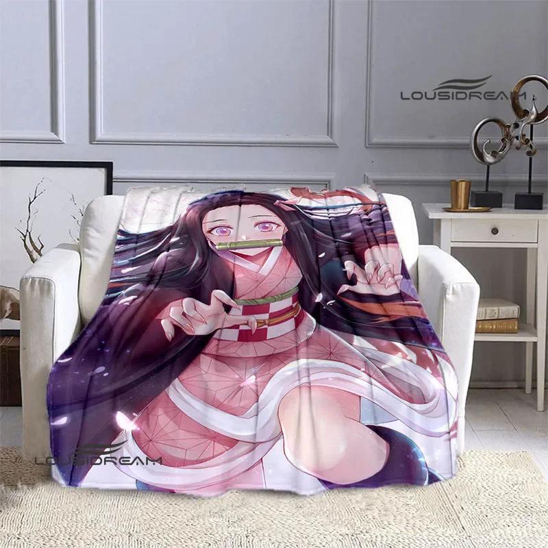 Demon Slayer Cartoon Deka s potiskem Dětské Teplé deky Flanel Měkká a pohodlná podšívka do postele Dárek k narozeninám