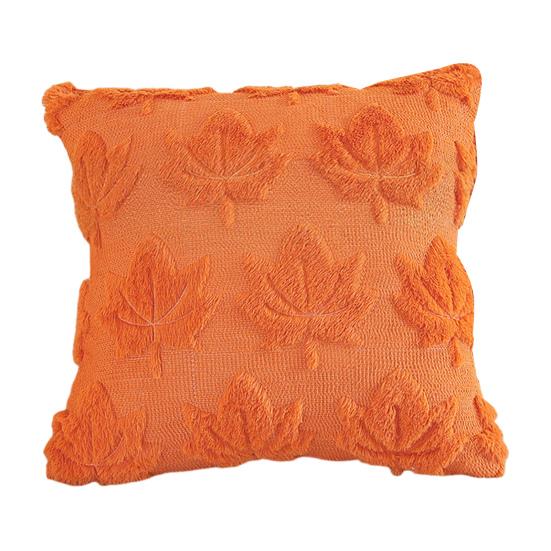 Autumn Pillow Cover Plush Faux Fur Pillowcase with 3D Leaf Art Farmhouse Bohemian Style Invisible Zipper Pillow Case