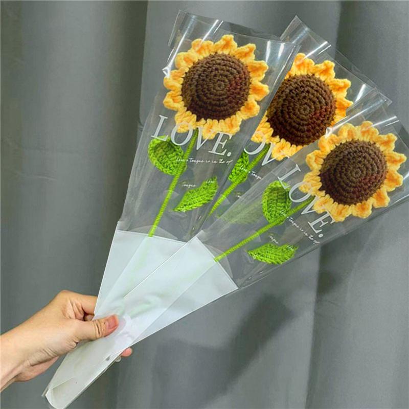 1/3Pc Hand-Woven Creative Knitting Bouquet Hand Knitting Sunflower Artificial Bouquet Decoration Fake Flowers