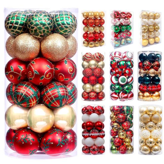 Pcs Christmas Balls Ornaments 2.4 Inch Small Shatterproof Plastic Balls