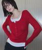 Lense Henley Neck Layered T-Shirt Red
