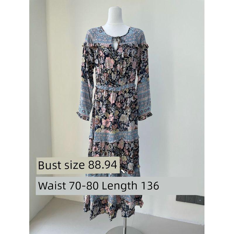 2025 Summer New Niche Australian Single Bourette Vacation Wear Color Floral Skirt Romantic Color Dress
