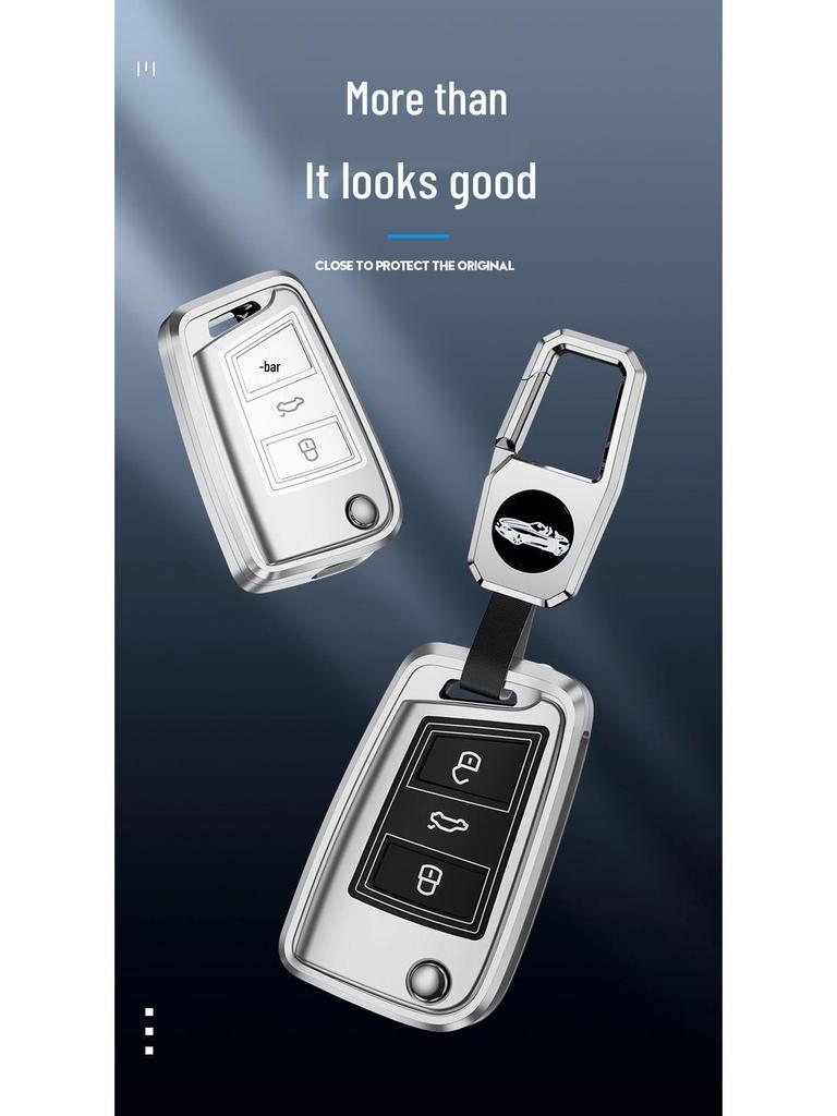 Volkswagen Car Key Case for Lavida, Bora, Tiguan, Santana, Sagitar, Polo, Jetta - Aluminum Alloy Cover