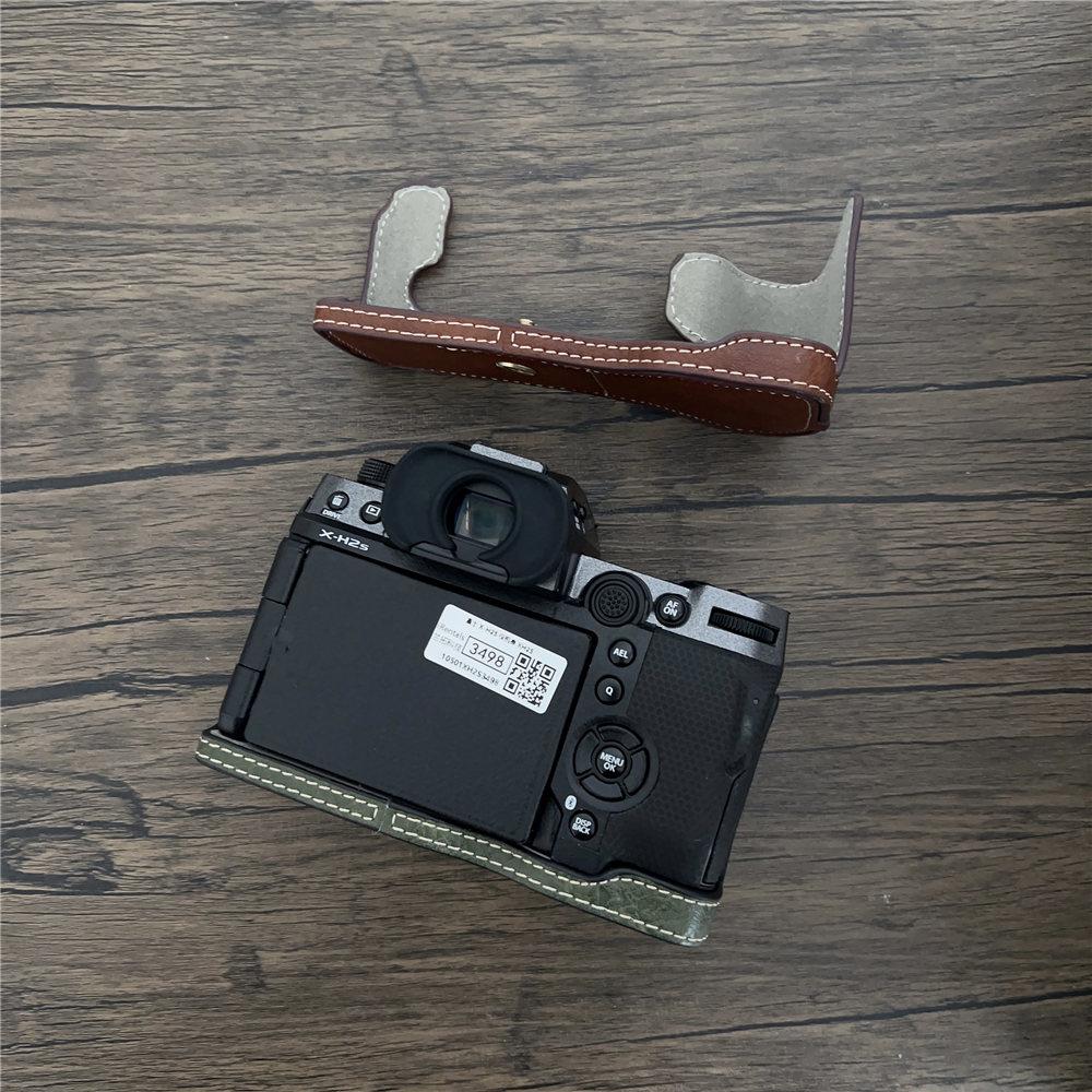 Półpokrowiec na aparat ze skóry PU dla Fujifilm XH2 XH2S Fuji X-H2 X-H2S Otwór dolny Magnetyczna pokrywa