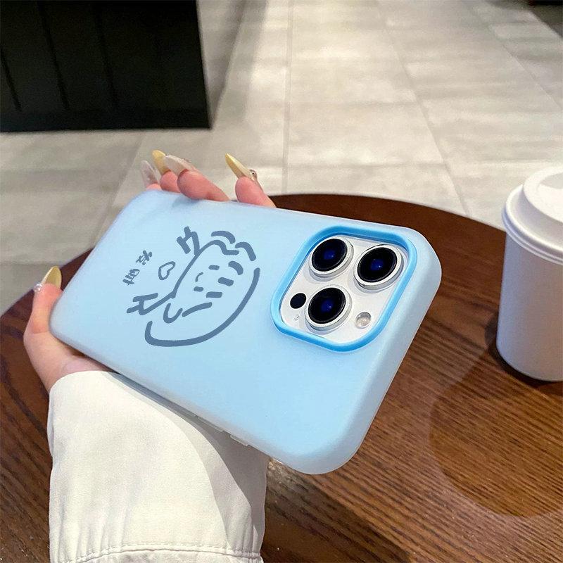 Patterned Matte Frosted Skin Feel Casing PC+TPU 2in1 Cute Girl Printed Protective Cover Soft Back Case