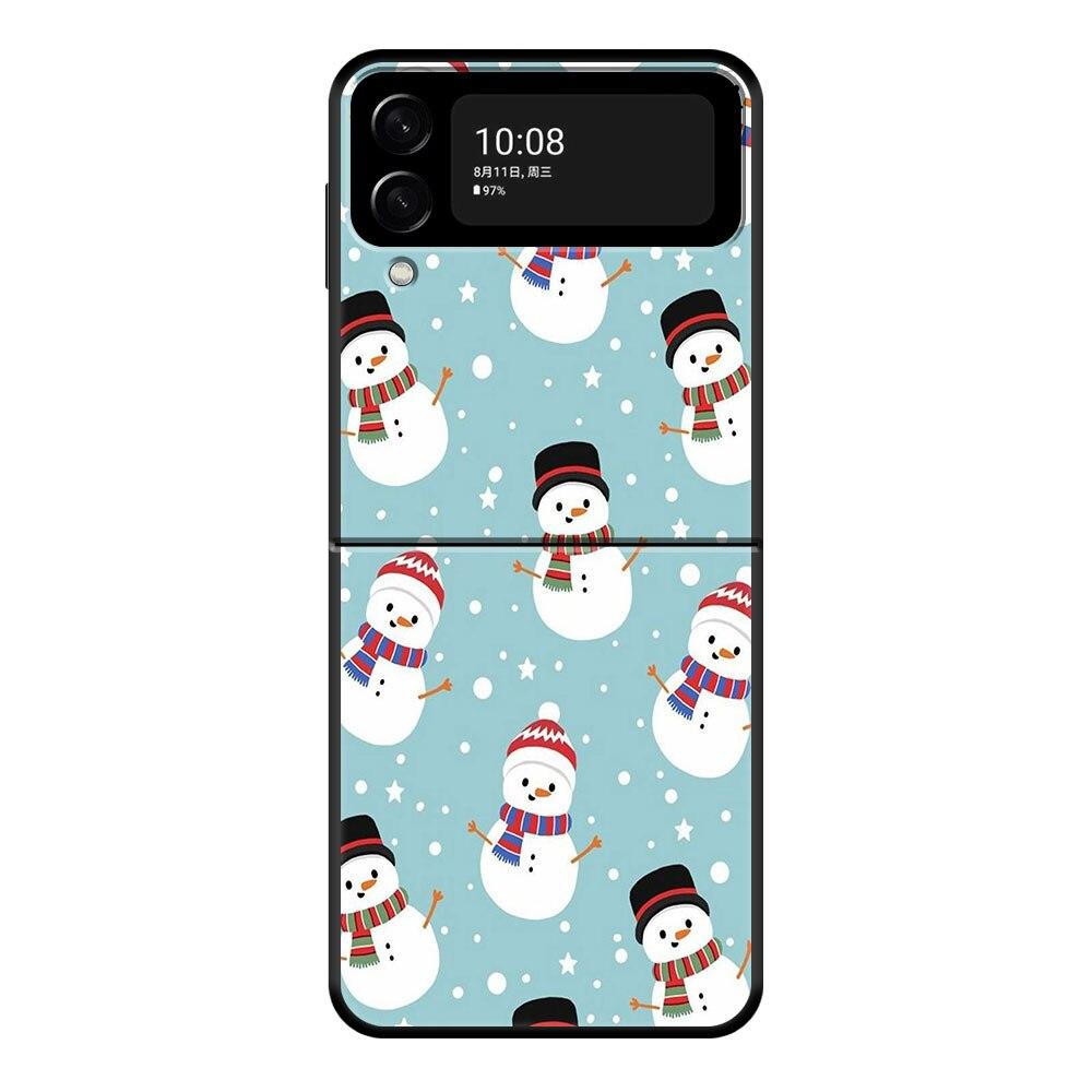 Süße Weihnachts-Schneemann-Telefonhülle für Samsung Galaxy Z Flip Z Flip3 5G Z Flip4 Harte PC-Mattschale