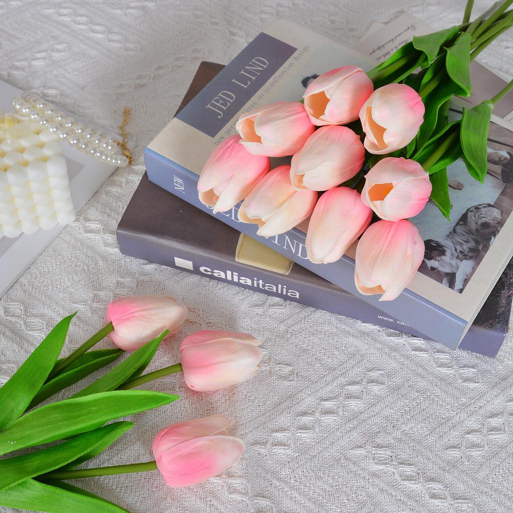 30 Stück Künstliche Tulpen 34cm Real Touch PU Kunstblumen Tulpenstiele für Hochzeit Frühlingsstrauß Blumengesteck Zuhause Büro Party Dekoration