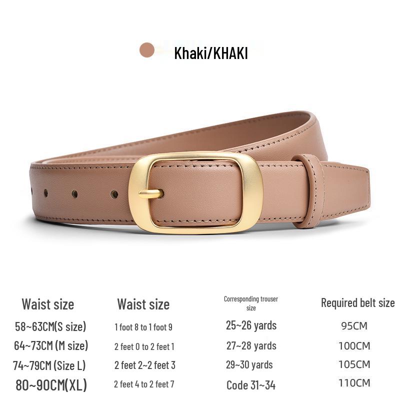 Women's Genuine Leather Versatile Black & Brown Decorative Belt for Jeans