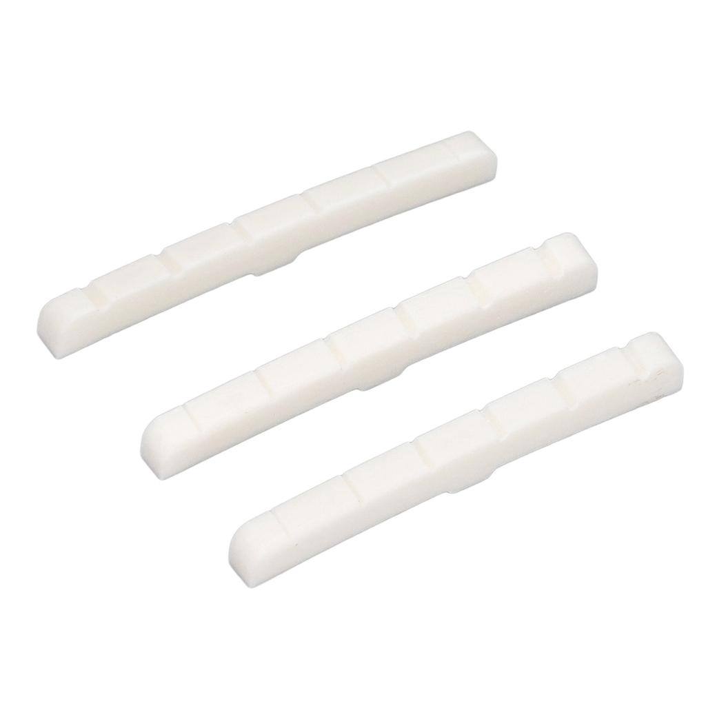 3Pcs 6 String Guitar Nut Flat Bottom Slotted Bone Guitar Nut Replacement for Tele
