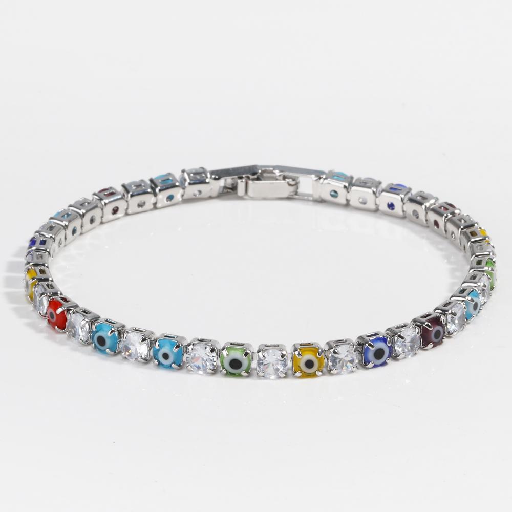 2026 Lucky Turkish Evil Eye Bracelet Women Hand Red Blue Gold Silver Zircon Tennis Chain Bangle Luxury Jewelry Gifts