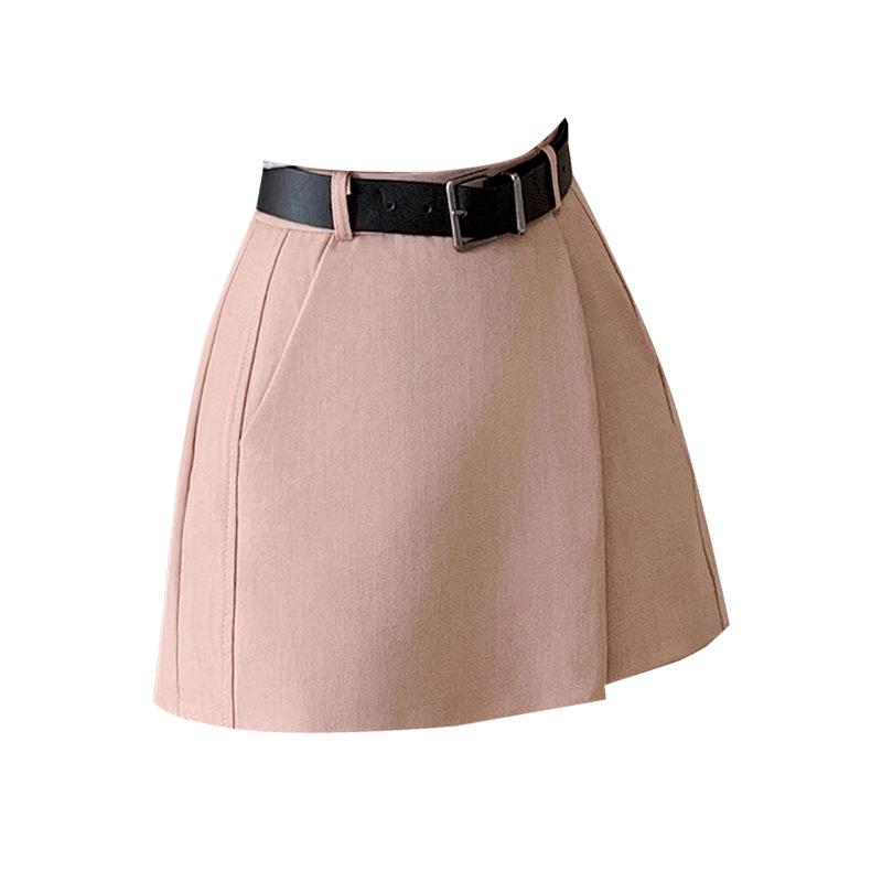 Women's High-Waist A-Line Skirt Pants - Casual Spring/Summer Wide-Leg Buttoned Design