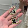 Sweet & Cool Little Monkey Apple Stud Earrings with Hollow Drip Glaze - Cute, High-End, Niche Design Feel