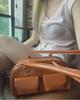 Korean Retro Wax Leather Bowling Shoulder Bag with Multi-Pockets