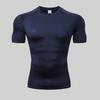 Herr sommar t-shirt sport fitnesskläder åtsittande kortärmad hög stretch andningsbar snabbtorkande is siden löpning baslager träningslinne