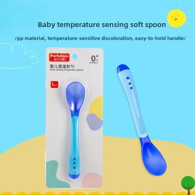 Baby 3Pcs/Set Flatware Feeding Spoon Safety Temperature Change Plastic Baby Spoons Toddler Flatware Small Toddlers Utensils