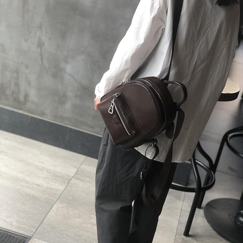 Johnature Versatile Genuine Leather Women Bag Small Backpack Leisure Solid Color Natural Cowhide Travel Backpacks