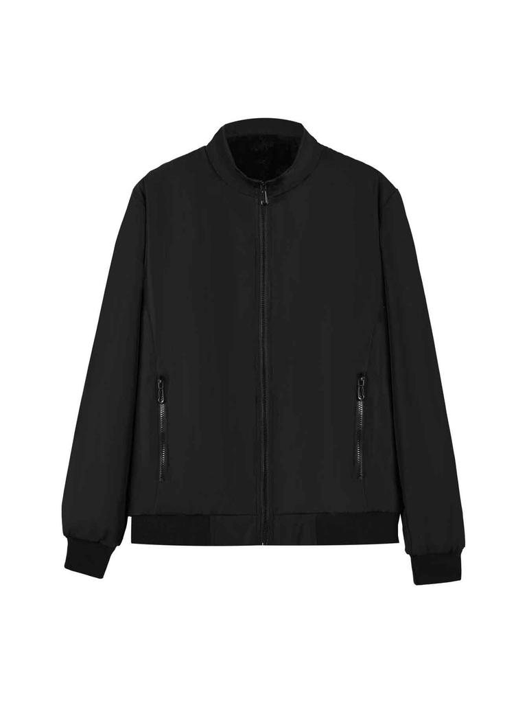 Men's Casual Winter Plus Velvet Jacket with Stand Collar