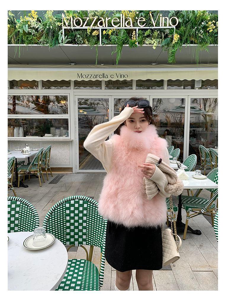 Marshmallow Faux Fox Fur Vest - Chenille Spandex Blend