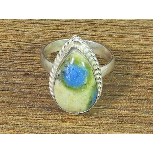 Natural K2 Jasper Solid 925 Sterling Silver Handmade Pear Ring Size US-07 MK-02