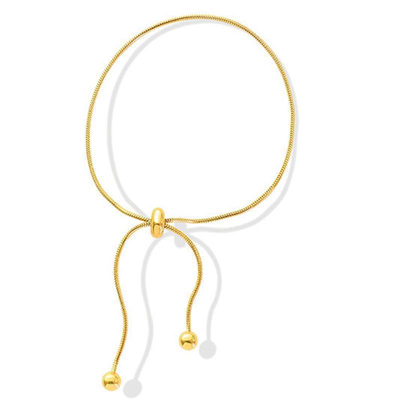 St.delan Women's Minimalist Stainless Steel Snake Bone Bracelet with Adjustable Drawstring Design