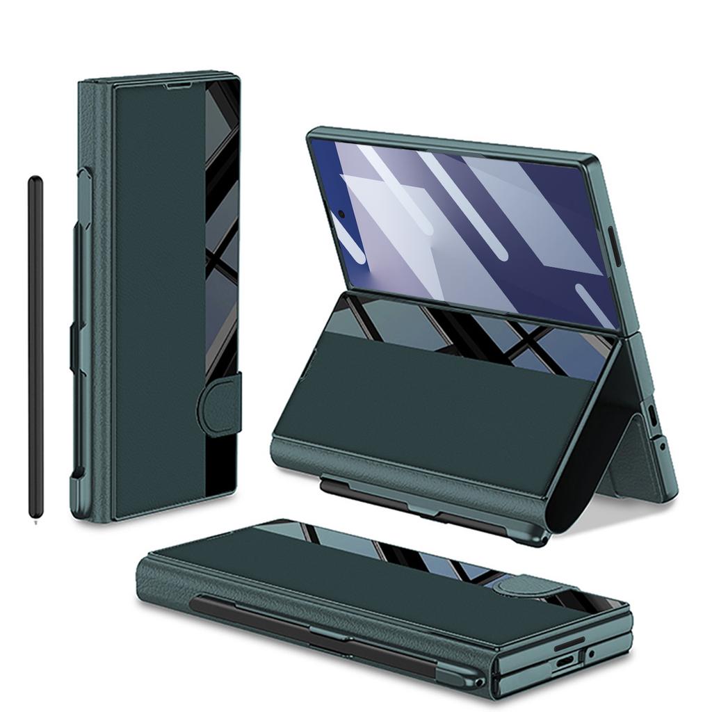 Samsung ZFold7 Mobile Phone Case Business Folding Screen ZFold6 Flip Cover Film Integrated with Pen Slot Leather Case