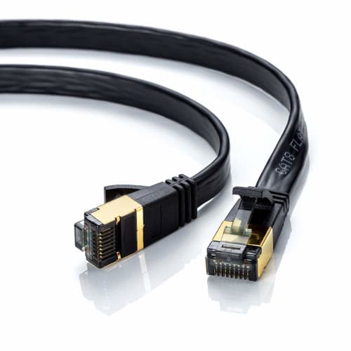 Sanwa Supply CAT8 Flat LAN Cable (3m) 40Gbps/2000MHz RJ45 Anti-claw Black KB-T8FL-03BK