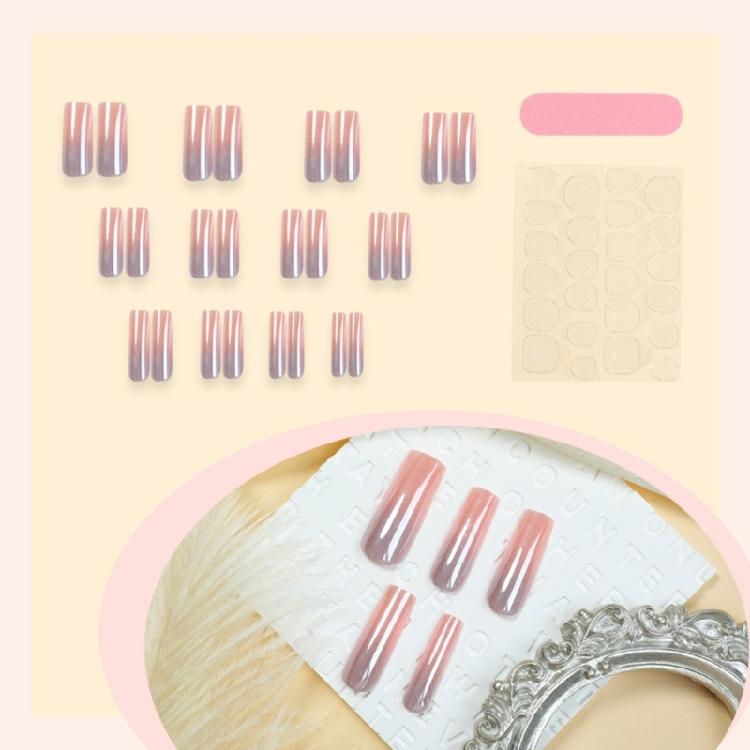 24Pcs Long Square French Gradient False Nail Set Press On Nail Professional Manicure Nail Art For A Stylish Look