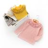 Girls Baby Bottoming Shirt New Solid Color Short Sleeve Lace Round Neck Little Children T-shirt Children Tops