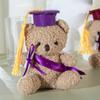 12cm Doctor Bear Plush Toy Graduation Stuffed Animal with Cap Gown Cute Educational Gift for Students Kids