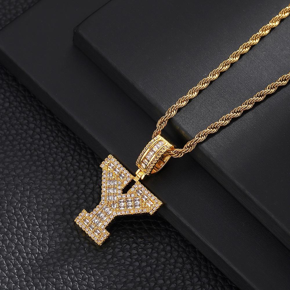 26 English Letters Pendant Necklace Copper Inlaid Zircon Versatile Jewelry Necklace
