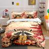 Raccoon Ramen Art Set Decor Soft Comfortable Duvet Cover Bedding Set Included 1*Duvet Cover & 2*Pillowcases Gift