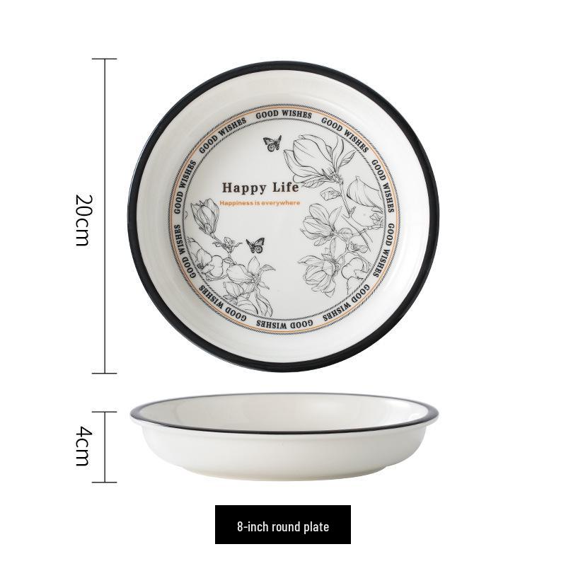 Elegant Ceramic Tableware Set: Thickened Bowls & Plates with Gift Box